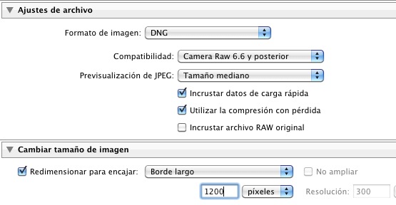 exportar a DNG en Lightroom 4